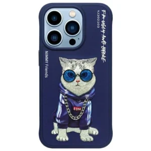 Nimmy Glasses Cool Cat Case for iPhone 15 Pro Max - Blueeng