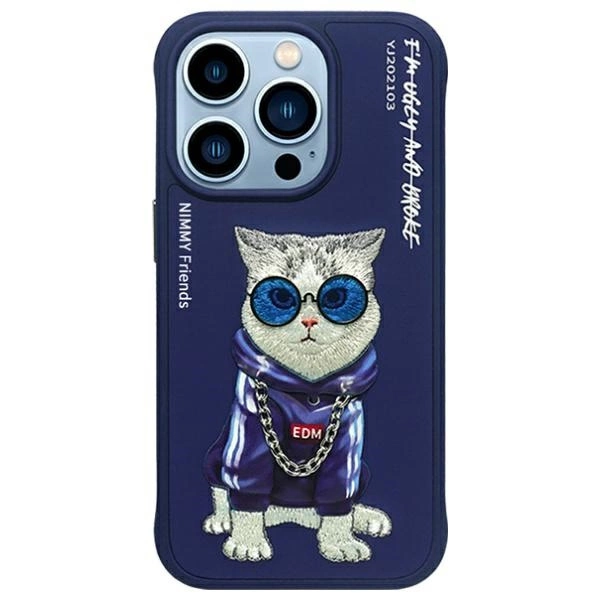 Nimmy Glasses Cool Cat Case for iPhone 15 Pro Max - Blueeng