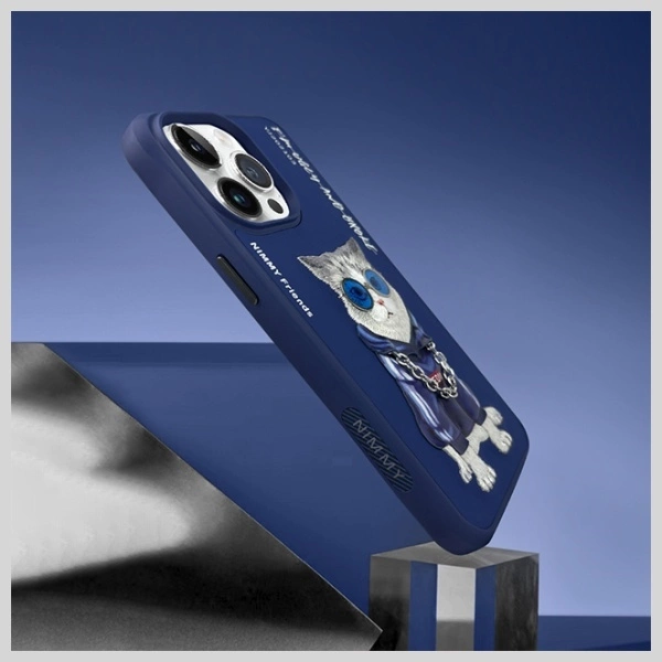 Nimmy Glasses Cool Cat Case for iPhone 15 Pro Max - Blueeng