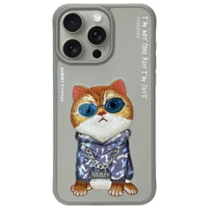 Nimmy Glasses Cool Cat Case for iPhone 15 Pro Max - Grayeng