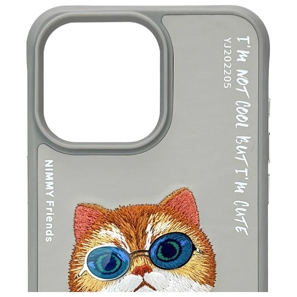 Nimmy Glasses Cool Cat Case for iPhone 15 Pro Max - Grayeng