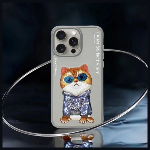 Nimmy Glasses Cool Cat Case for iPhone 15 Pro Max - Grayeng