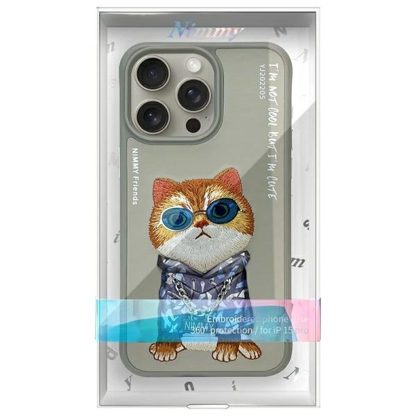 Nimmy Glasses Cool Cat Case for iPhone 15 Pro Max - Grayeng