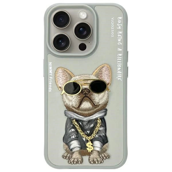 Nimmy Glasses Cool Dog Case for iPhone 15 Pro Max - Grayeng