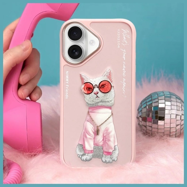 Nimmy Glasses Cool Cat iPhone 16 Case - Pinkeng