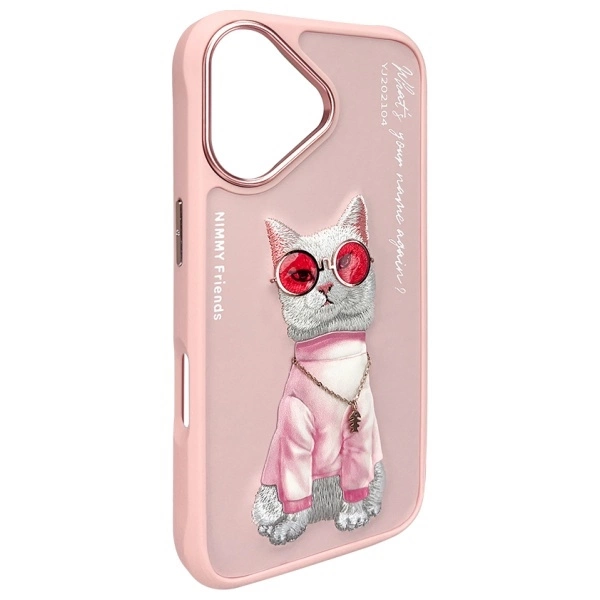 Nimmy Glasses Cool Cat iPhone 16 Case - Pinkeng