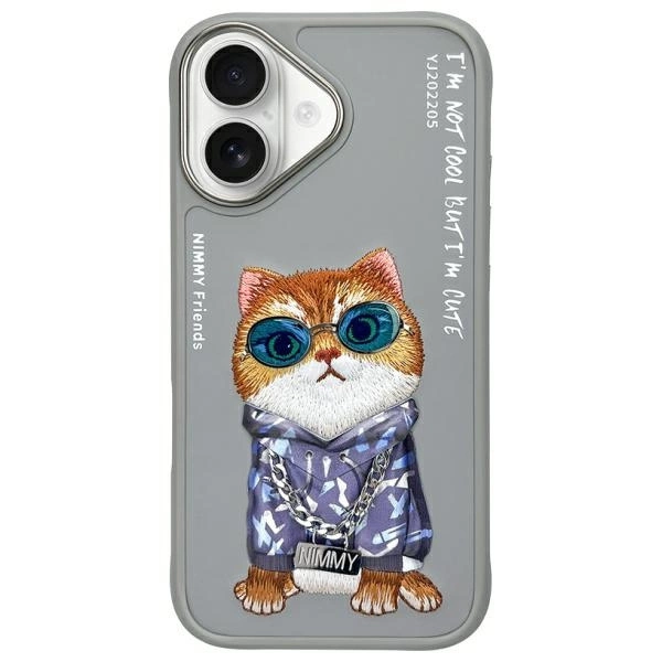 Nimmy Glasses Cool Cat iPhone 16 Case - Grayeng