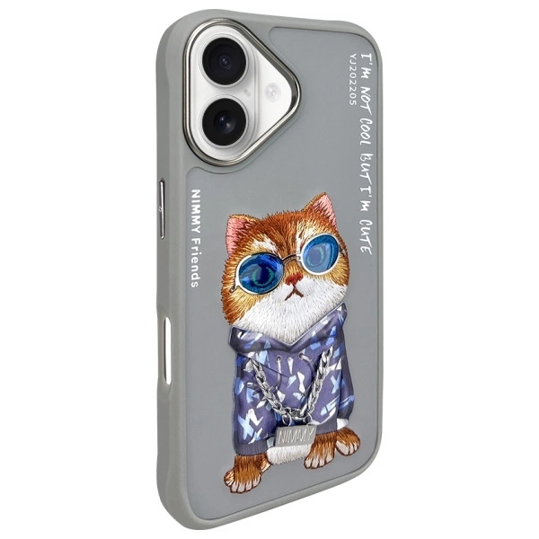 Nimmy Glasses Cool Cat iPhone 16 Case - Grayeng