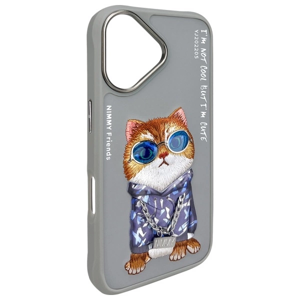 Nimmy Glasses Cool Cat iPhone 16 Case - Grayeng
