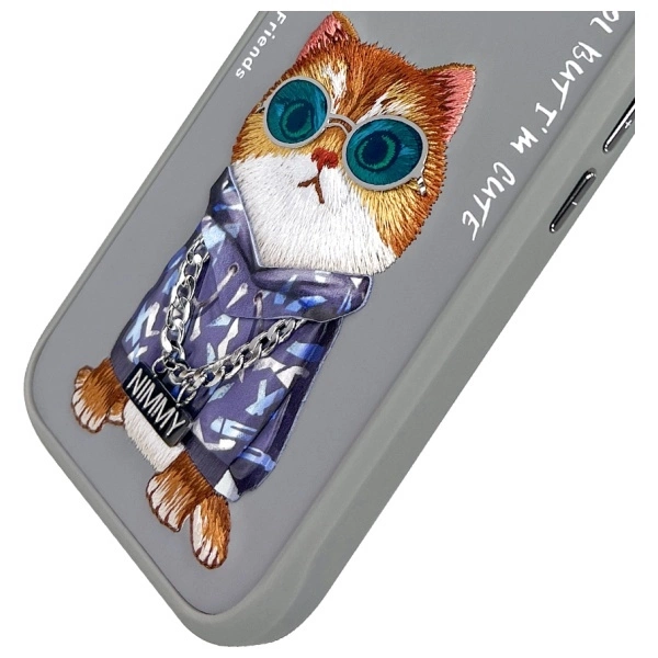 Nimmy Glasses Cool Cat iPhone 16 Case - Grayeng