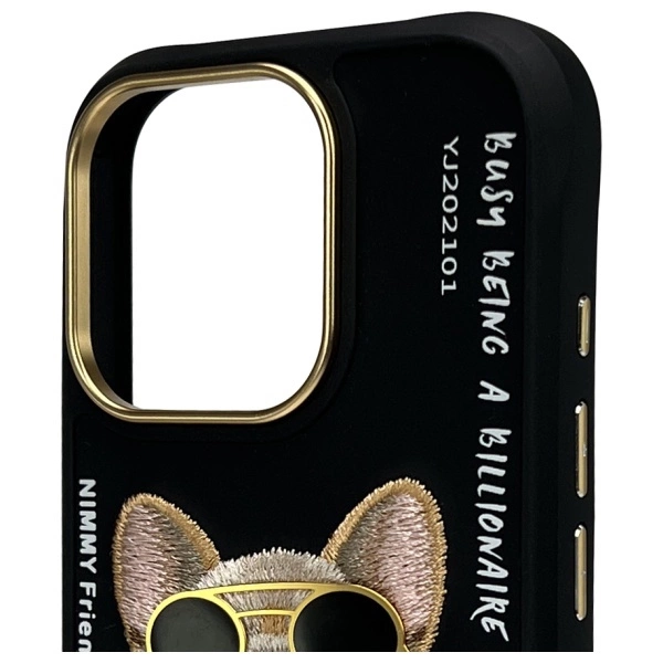 Nimmy Glasses Cool Dog Case for iPhone 16 Pro - Blackeng