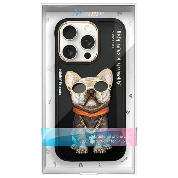 Nimmy Glasses Cool Dog Case for iPhone 16 Pro - Blackeng