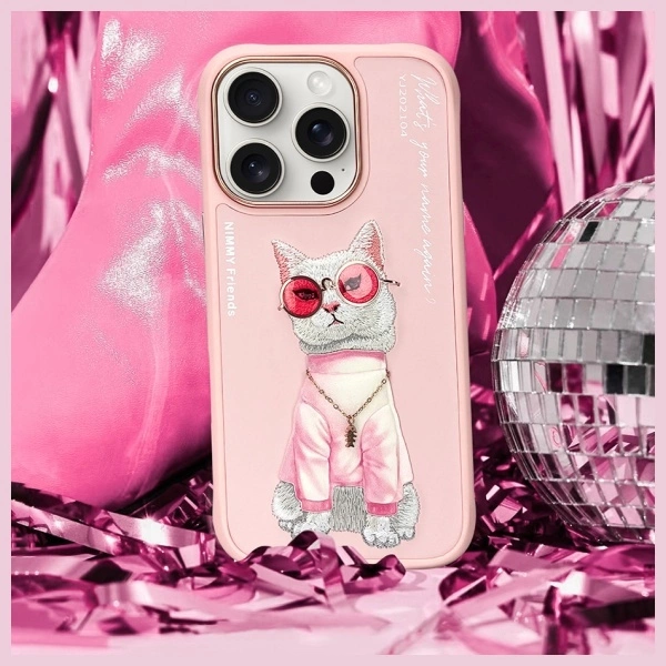 Nimmy Glasses Cool Cat Case for iPhone 16 Pro - Pinkeng