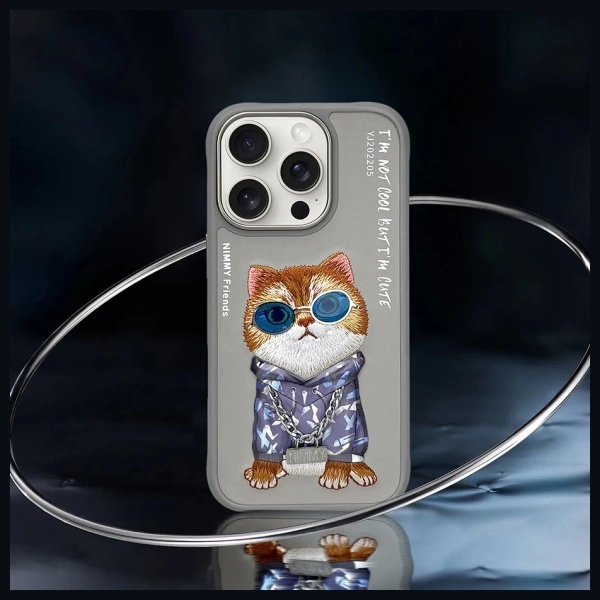 Nimmy Glasses Cool Cat Case for iPhone 16 Pro - Grayeng