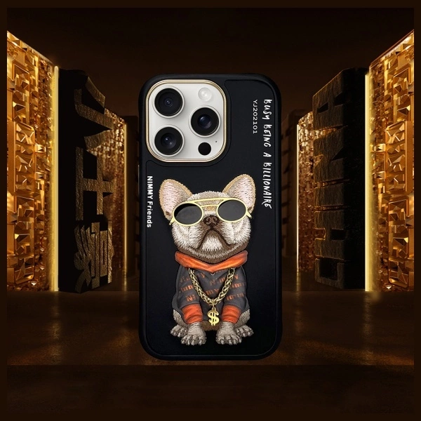 Nimmy Glasses Cool Dog Case for iPhone 16 Pro Max - Blackeng