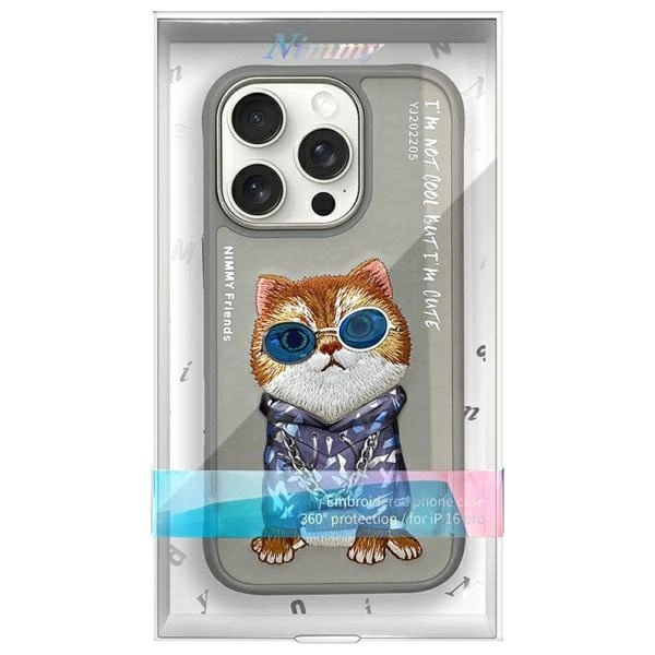 Nimmy Glasses Cool Cat Case for iPhone 16 Pro Max - Grayeng