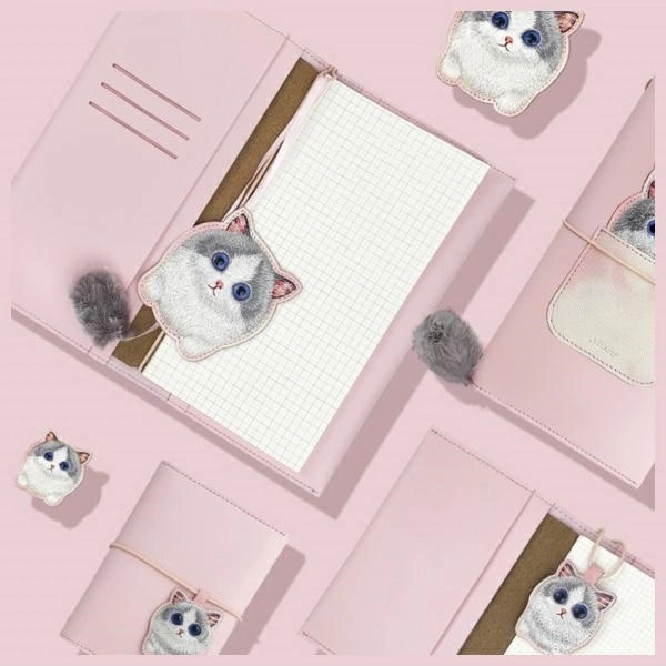 Nimmy 2in1 notebook + pen pink Big Eyed Pet 2.0 Cat seteng