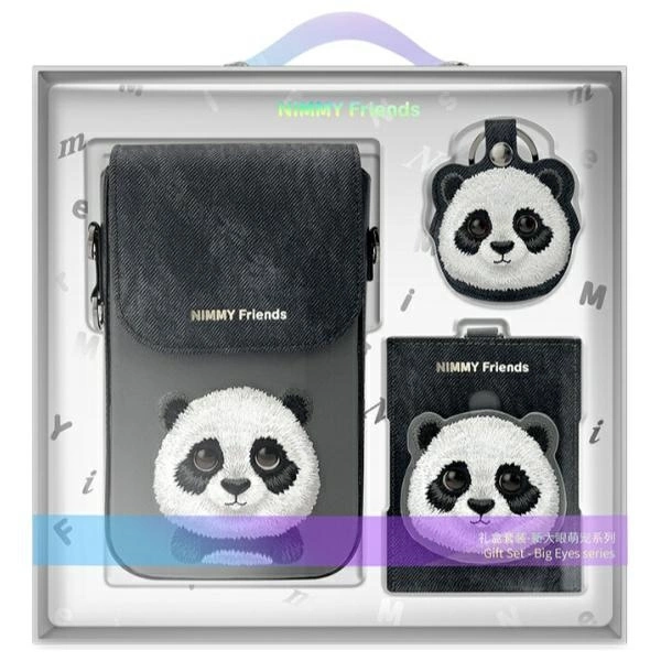 Nimmy Big Eyed Pet 2.0 Panda 3-in-1 Phone Bag + Wallet + Tracker Case - Blackeng