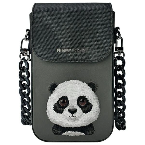 Nimmy Big Eyed Pet 2.0 Panda 3-in-1 Phone Bag + Wallet + Tracker Case - Blackeng