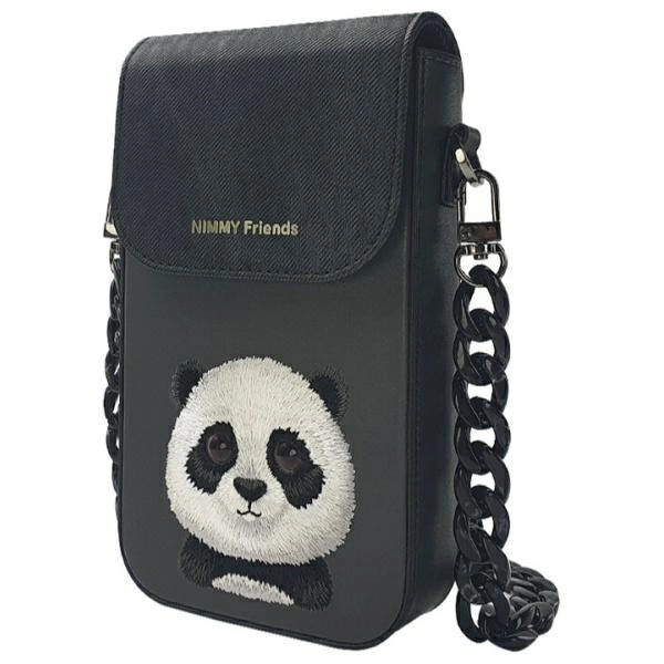 Nimmy Big Eyed Pet 2.0 Panda 3-in-1 Phone Bag + Wallet + Tracker Case - Blackeng
