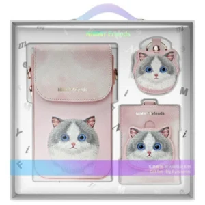 Nimmy Big Eyed Pet 2.0 Cat 3-in-1 Phone Bag + Wallet + Tracker Case - Pinkeng