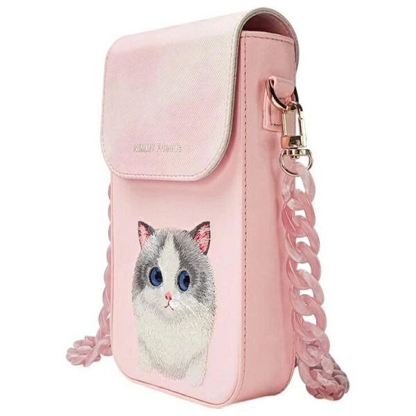 Nimmy Big Eyed Pet 2.0 Cat 3-in-1 Phone Bag + Wallet + Tracker Case - Pinkeng