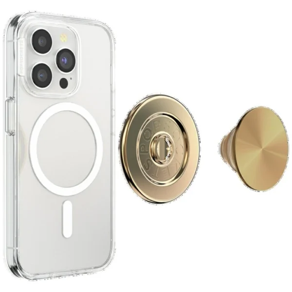 Popsockets Round Radial Gold Aluminum MagSafe Holder and Phone Standeng