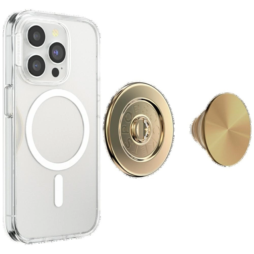 Popsockets Round Radial Gold Aluminum MagSafe Holder and Phone Standeng
