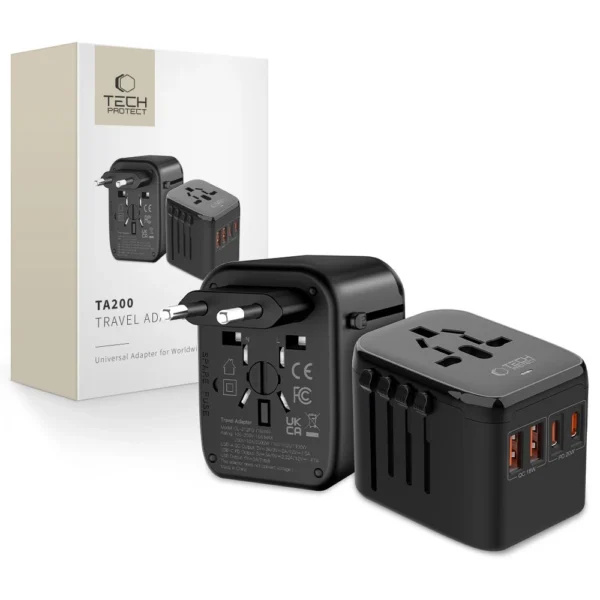 Tech-Protect TA200 EU / UK / US / AU adapter - blackeng