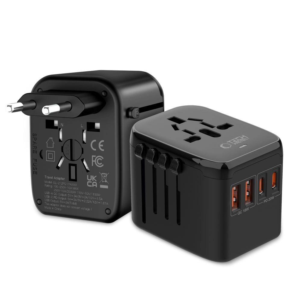 Tech-Protect TA200 EU / UK / US / AU adapter - blackeng