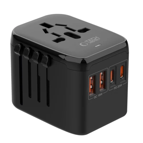 Tech-Protect TA200 EU / UK / US / AU adapter - blackeng