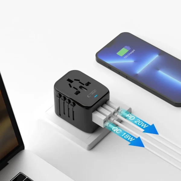 Tech-Protect TA200 EU / UK / US / AU adapter - blackeng