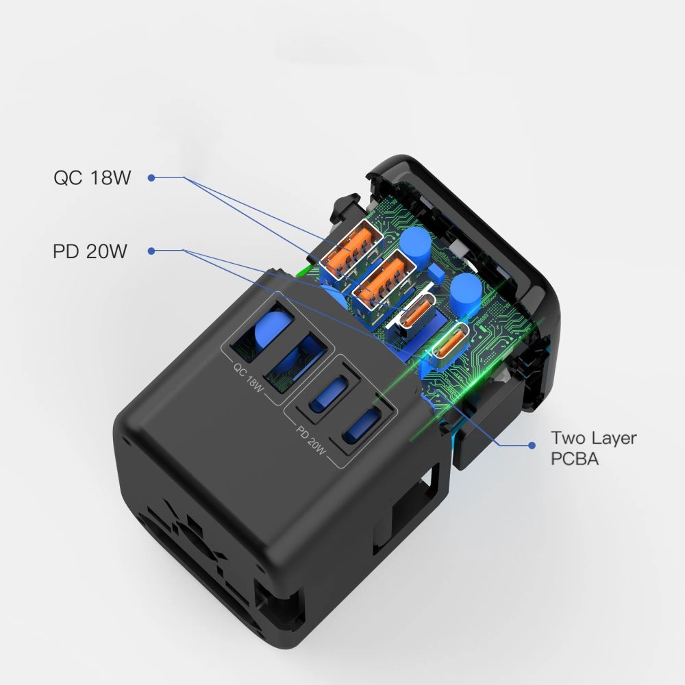 Tech-Protect TA200 EU / UK / US / AU adapter - blackeng