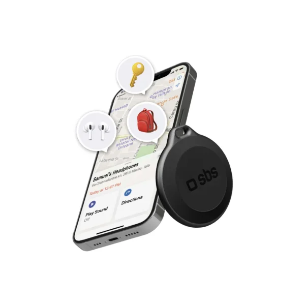 SBS Track My Circle Waterproof IP65 Locator Compatible with Apple Find My - Blackeng