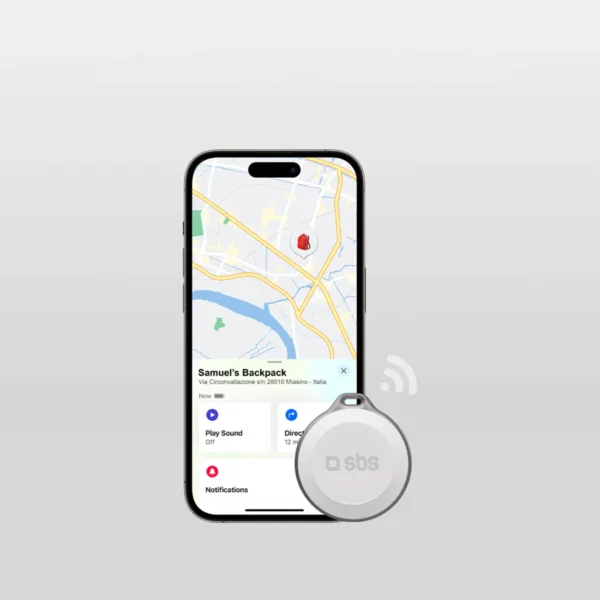 SBS Track My Circle Waterproof IP65 Locator Compatible with Apple Find My - Whiteeng