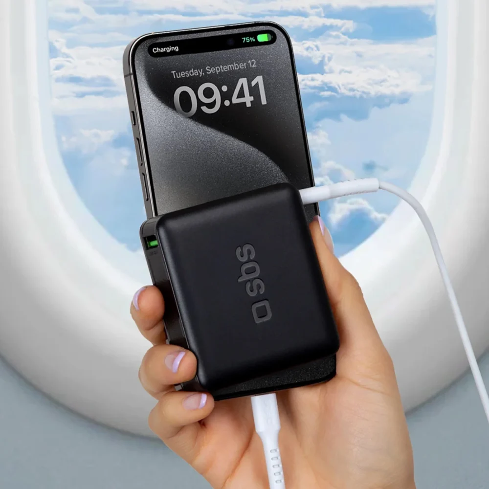 Powerbank SBS 20000mAh 65W PD AFC USB-C USB-A for laptop, tablet, smartphone - blackeng