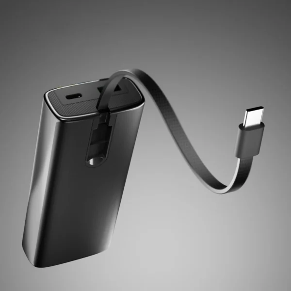 SBS 10000mAh PD 20W Powerbank with LCD Display and Built-in USB-C Cable - Grayeng