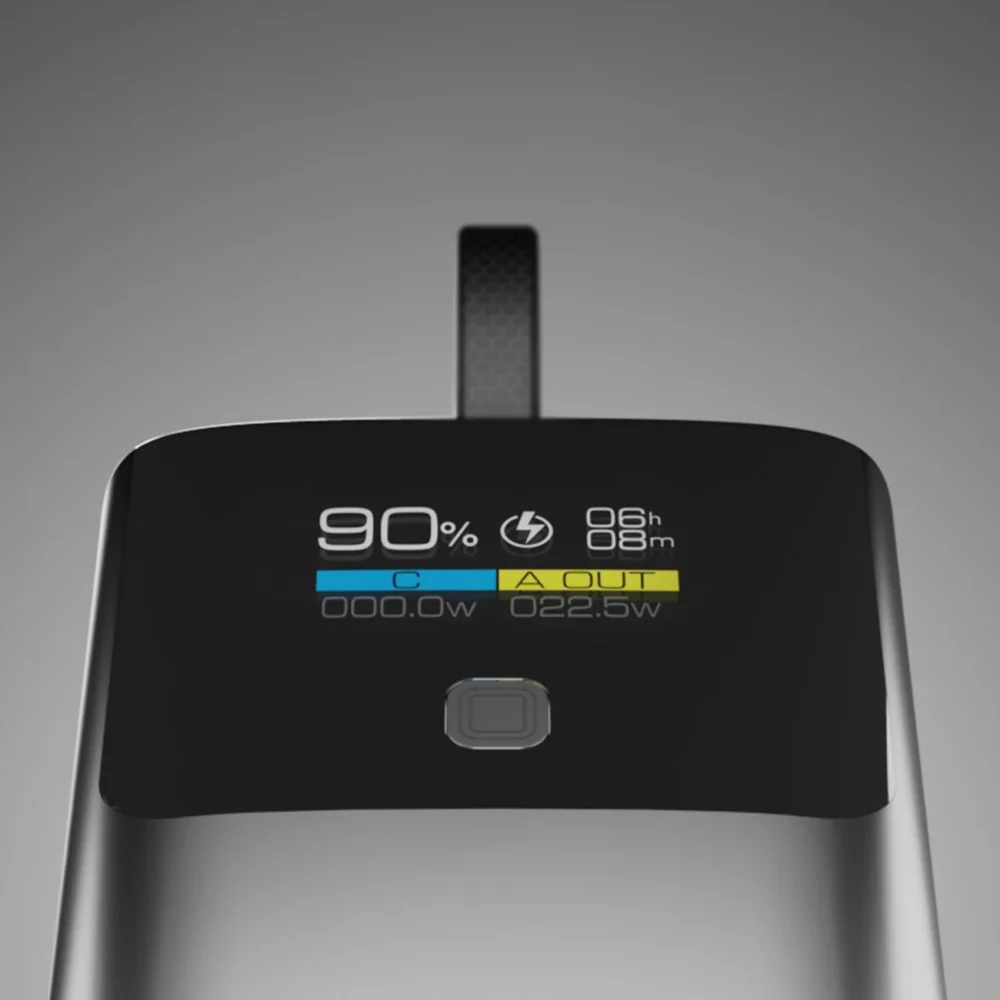 SBS 10000mAh PD 20W Powerbank with LCD Display and Built-in USB-C Cable - Grayeng