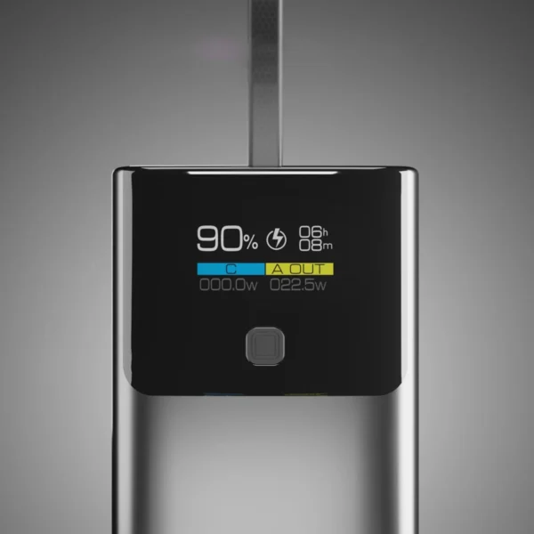 SBS 10000mAh PD 20W Powerbank with LCD Display and Built-in USB-C Cable - Grayeng