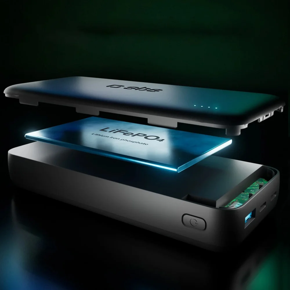 SBS Infinity Power Bank 20000mAh 10W LiFePo₄ USB-A USB-C - Blackeng