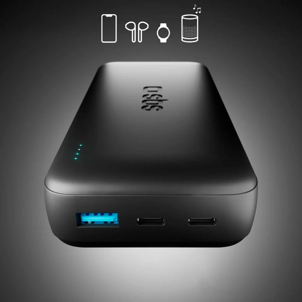 SBS Infinity Power Bank 20000mAh 10W LiFePo₄ USB-A USB-C - Blackeng