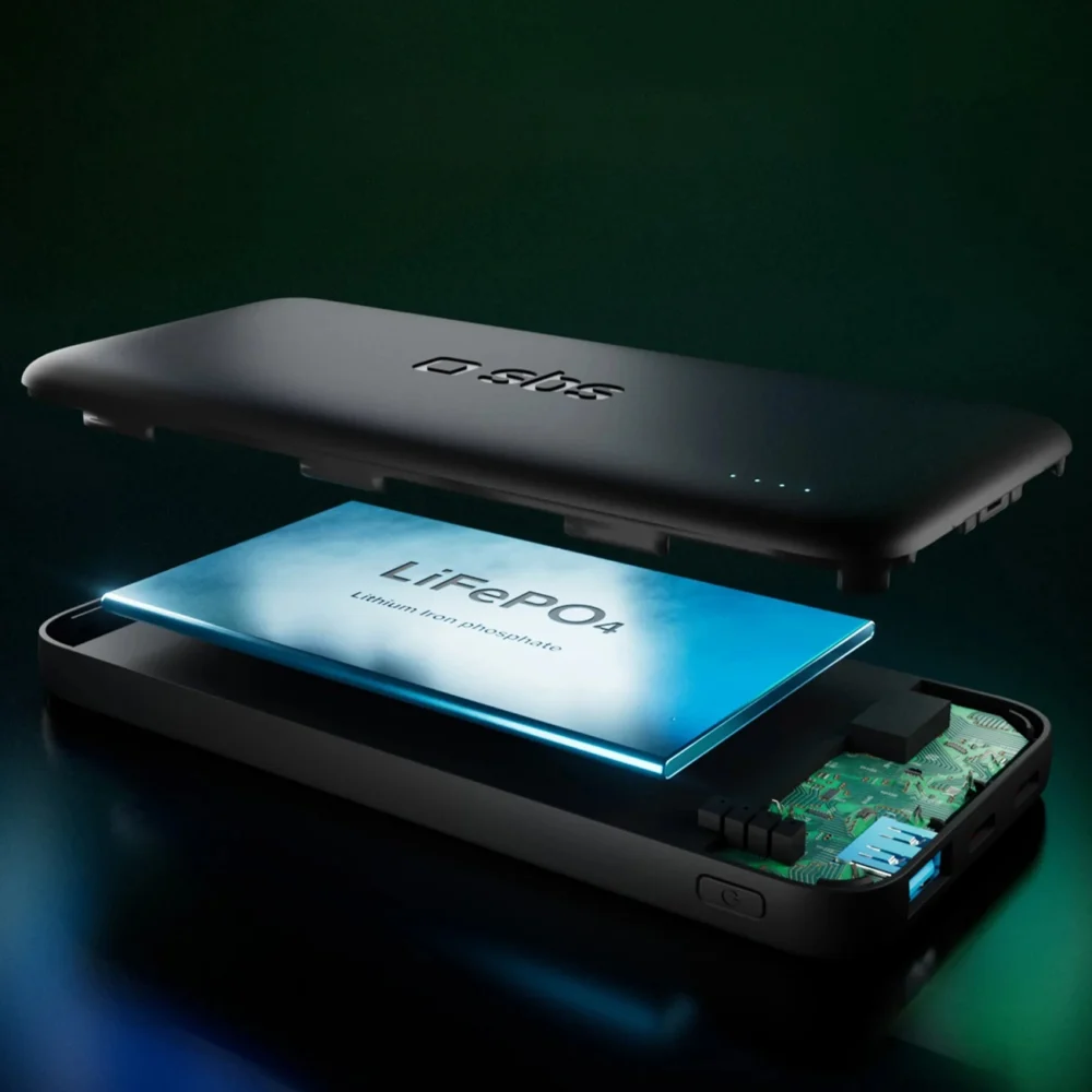 SBS Infinity Power Bank 10000mAh 10W LiFePo₄ USB-A USB-C - Blackeng