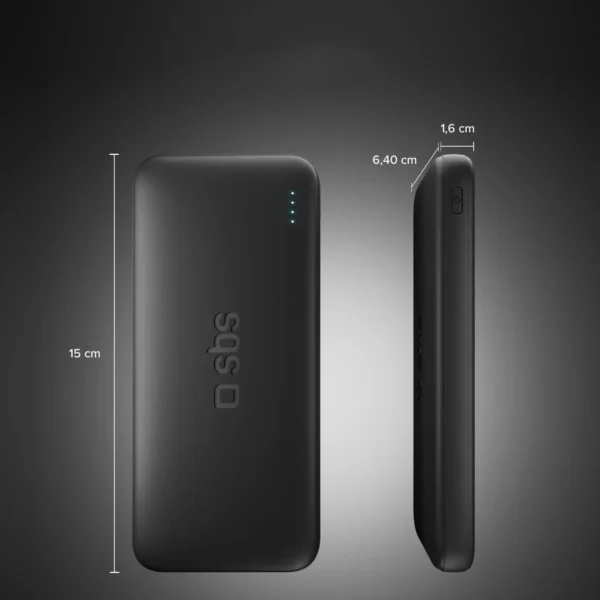 SBS Infinity Power Bank 10000mAh 10W LiFePo₄ USB-A USB-C - Blackeng