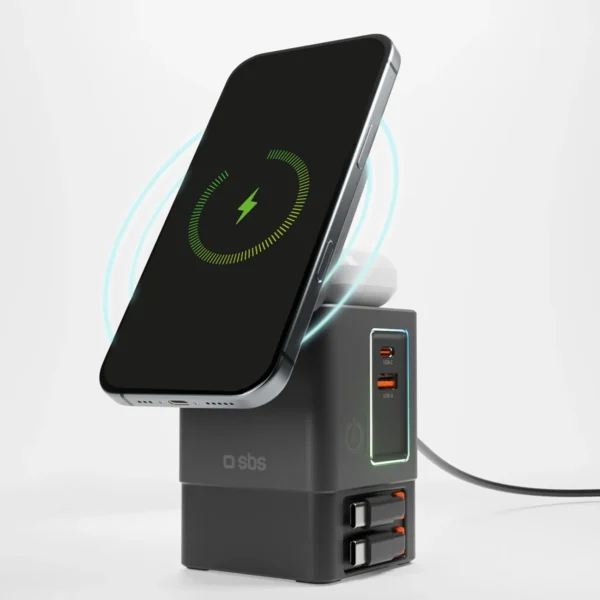 SBS Power Dock 6-in-1 with MagSafe, Stand, and USB-C Cables 65W – Blackeng