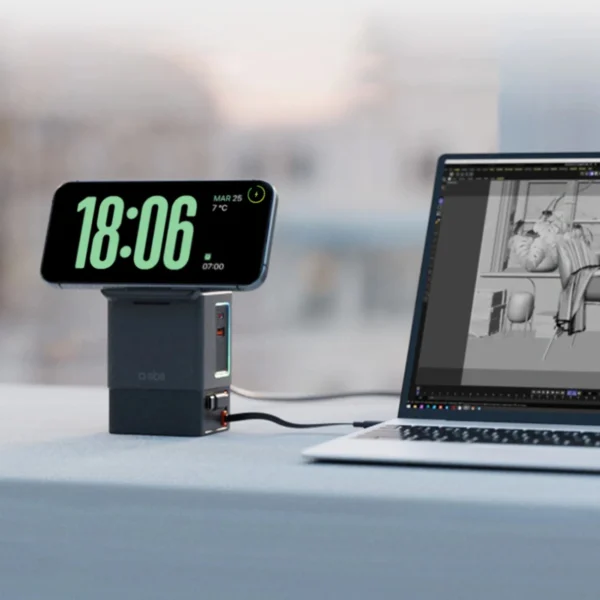 SBS Power Dock 6-in-1 with MagSafe, Stand, and USB-C Cables 65W – Blackeng