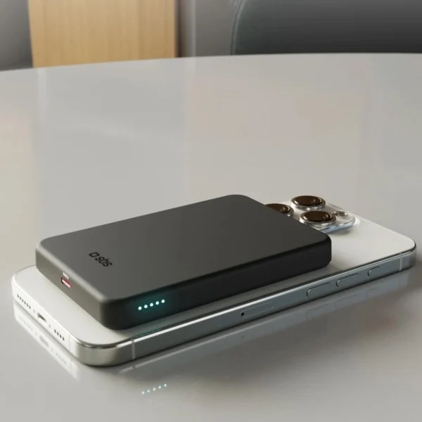SBS Mag Power Qi2 5000 mAh Powerbank Compatible with MagSafe - Blackeng