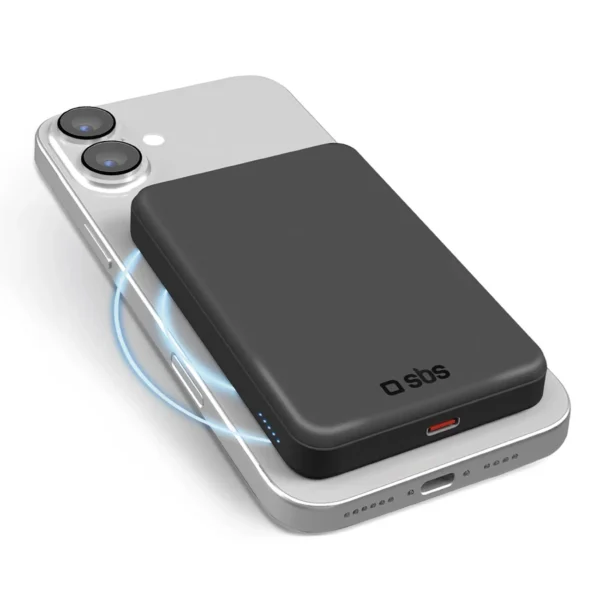 SBS Mag Power Qi2 5000 mAh Powerbank Compatible with MagSafe - Blackeng