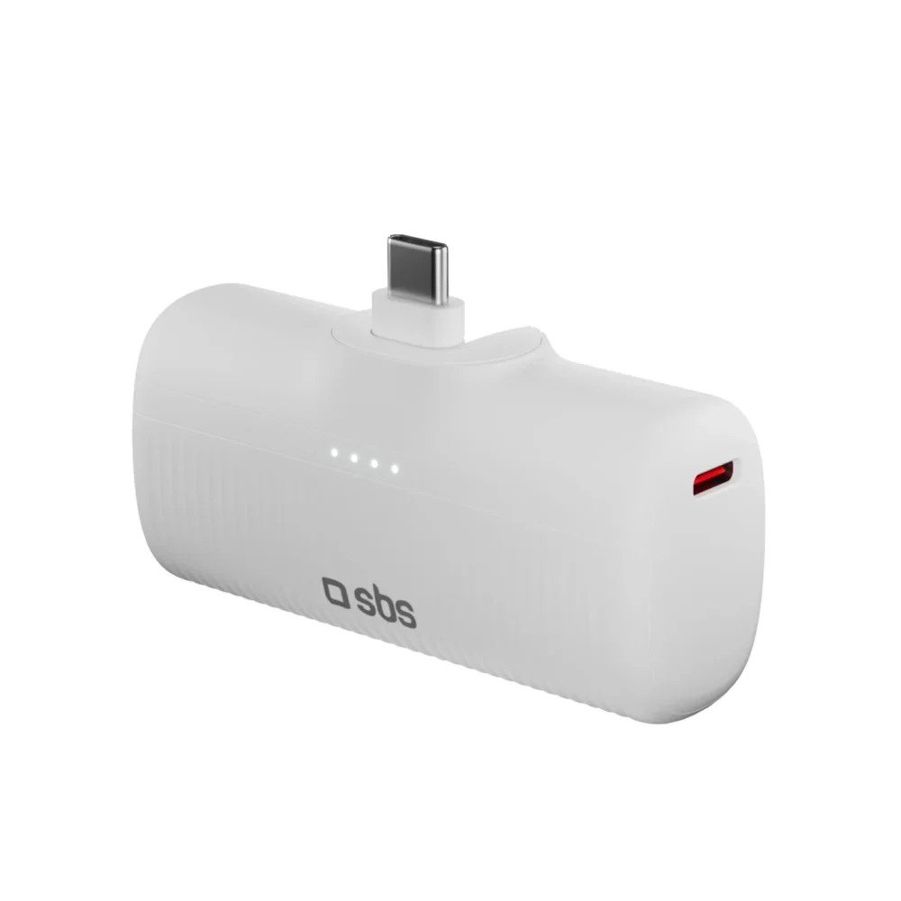 SBS EcoPower 5000 mAh 10W Powerbank with Built-in USB-C Port - Whiteeng