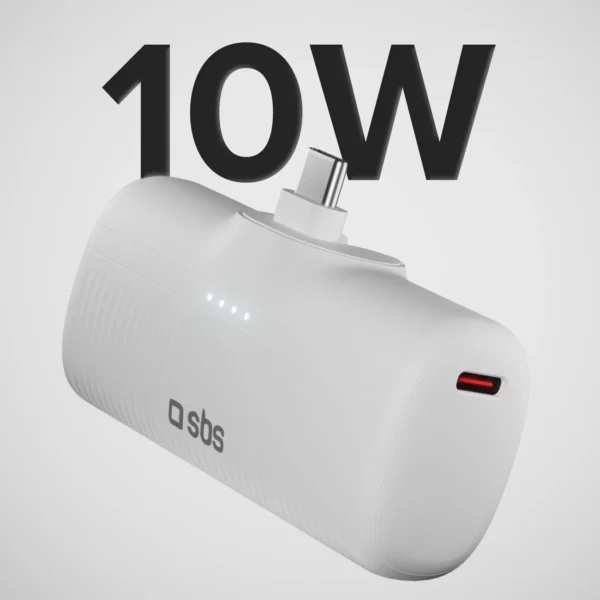 SBS EcoPower 5000 mAh 10W Powerbank with Built-in USB-C Port - Whiteeng