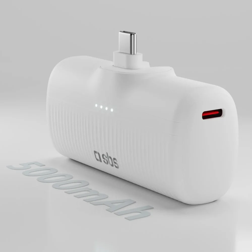 SBS EcoPower 5000 mAh 10W Powerbank with Built-in USB-C Port - Whiteeng